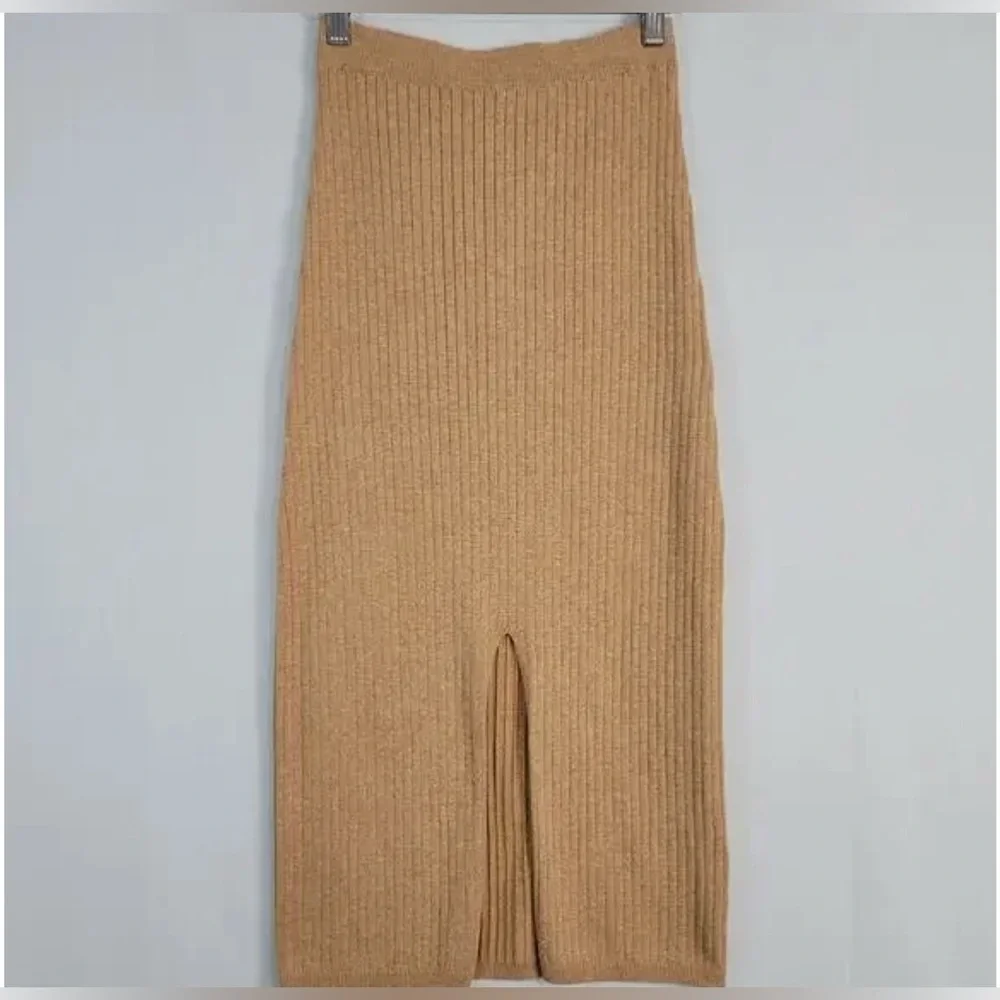 Free people xs Heather caramel beige skyline midi skirt